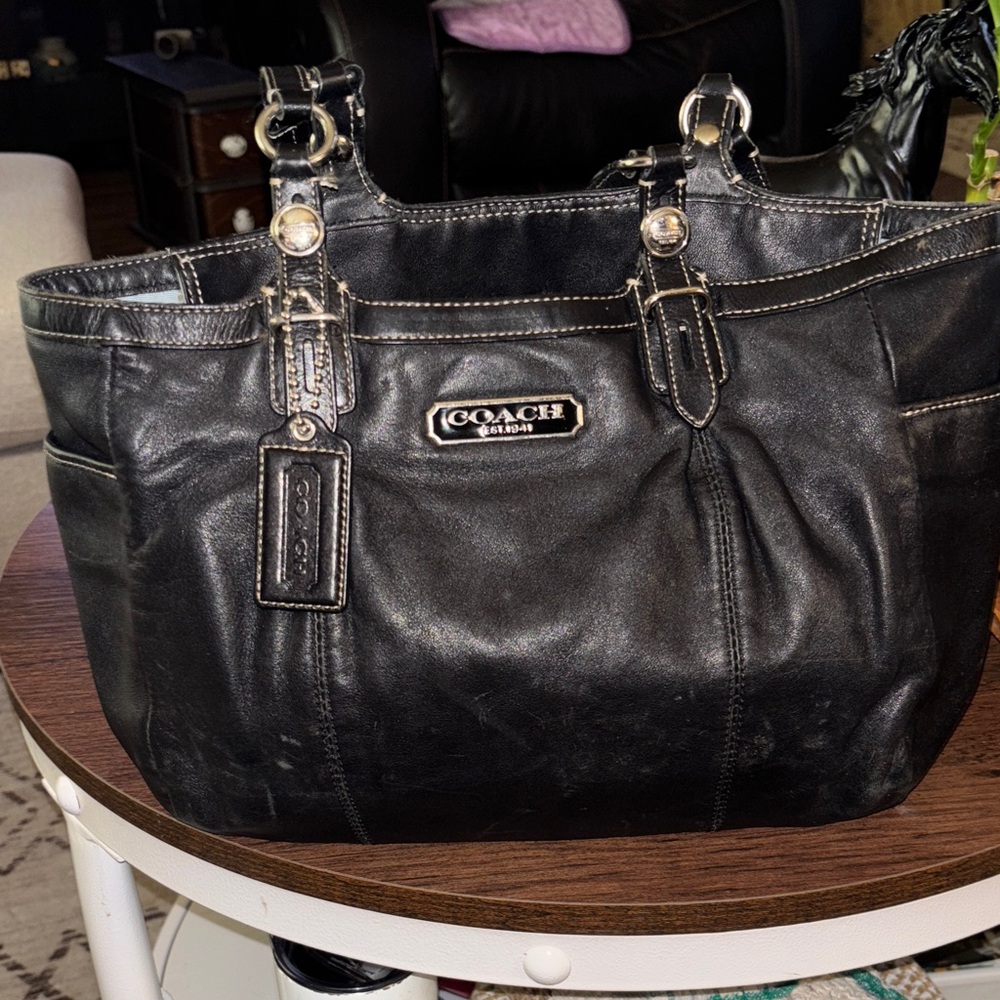 Coach Black Leather Tote